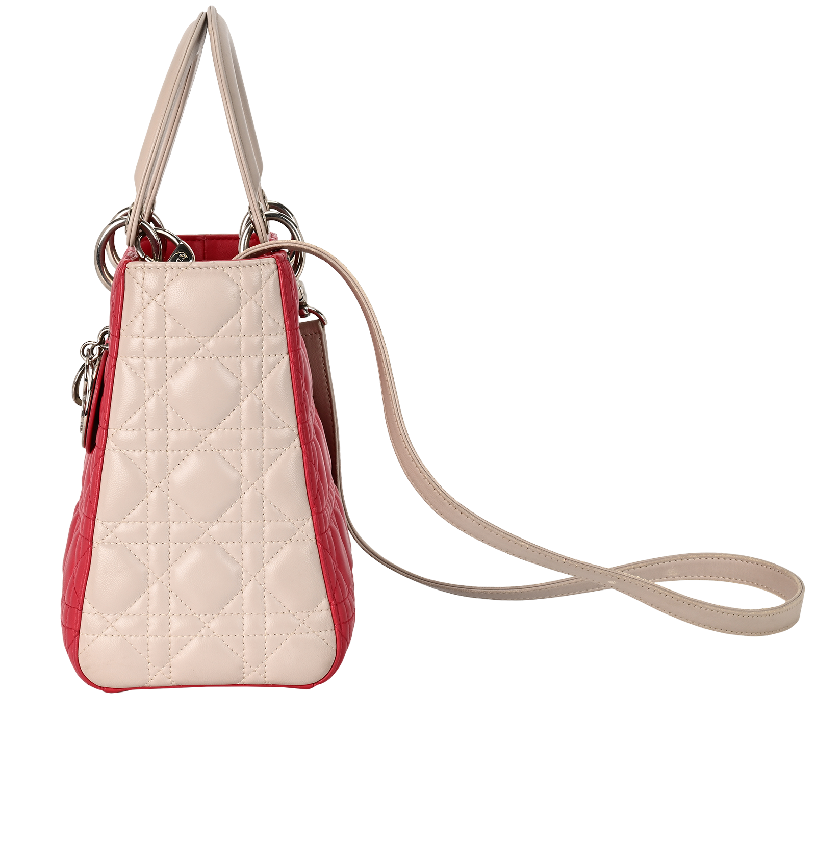 Medium Lady Dior, &pound;1,800, Handbags, Grey/Pink, Leather, Bottom view